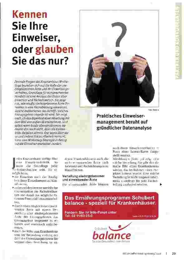 Vorschauseite 1: Kennen Sie Ihre Einweiser, oder glauben Sie das nur?