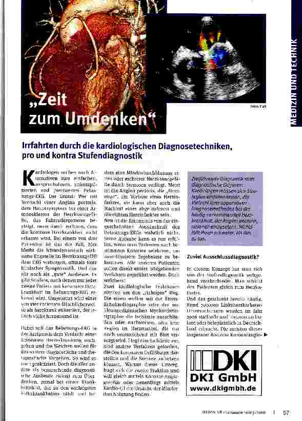 Vorschauseite 1: Irrfahrten durch die kardiologischen Diagnosetechniken, pro und kontra Stufendiagnostik
