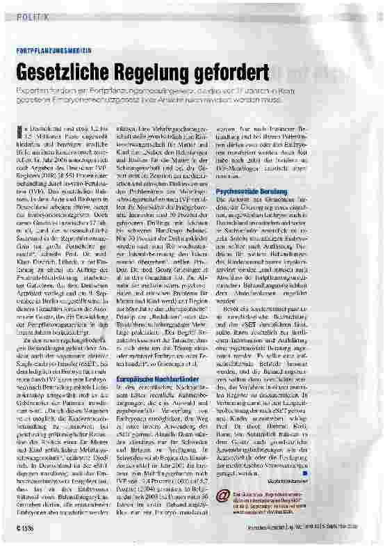Vorschauseite 1: Gesetzliche Regelung gefordert