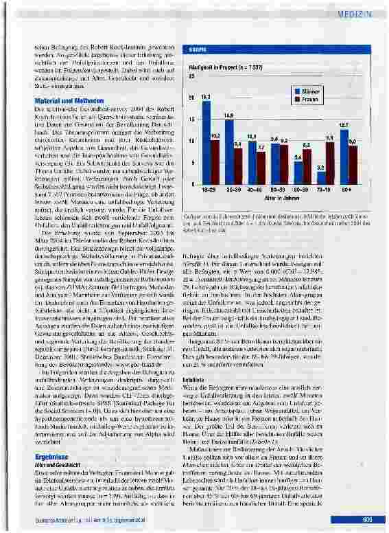 Vorschauseite 2: Unfallgeschehen in DeutschlandAuswertung des telefonischen Gesundheitssurveys 2004