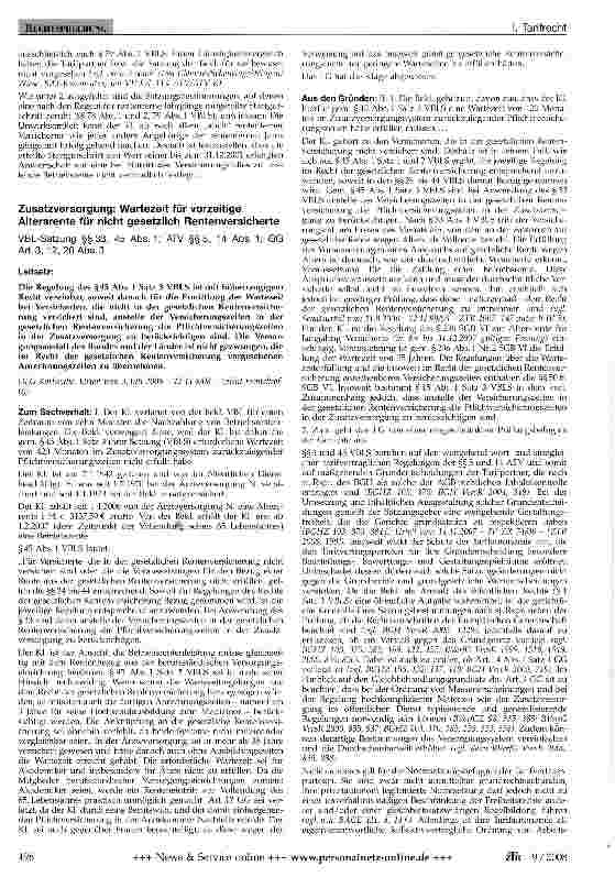 Vorschauseite 1: Zusatzversorgung: Wartezeit für vorzeitige Altersrente für nicht gesetzlich Rentenversicherte