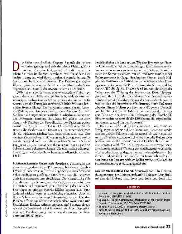 Vorschauseite 2: Placebo-EffektDie Heilkraft der Zuwendung