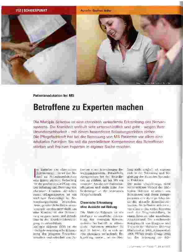 Vorschauseite 1: Patientenedukation bei MSBetroffene zu Experten machen