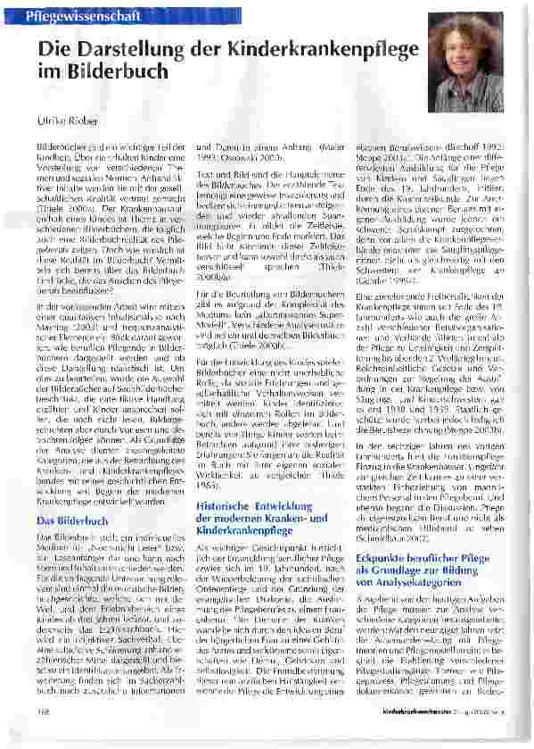 Vorschauseite 1: Die Darstellung der Kinderkrankenpflege im Bilderbuch