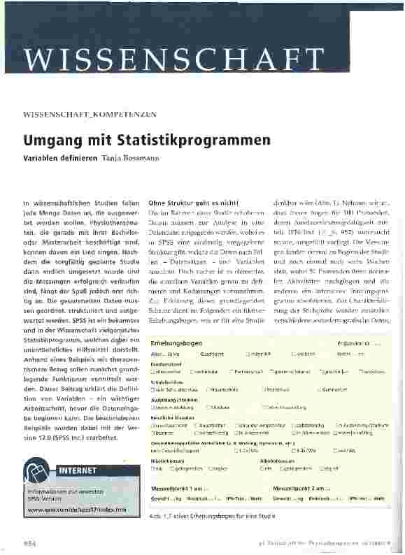 Vorschauseite 1: Umgang mit Statistikprogrammen