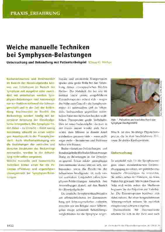 Vorschauseite 1: Weiche manuelle Techniken bei Symphysen-BelastungenUntersuchung und Behandlung mit Patientenbeispiel