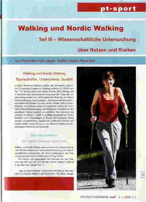 Vorschauseite 1: Walking und Nordic Walking Teil III -Wissenschaftliche Untersuchung über Nutzen und Risiken