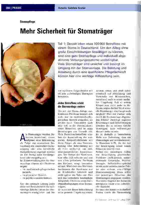 Vorschauseite 1: Stomapflege Mehr Sicherheit für Stomaträger