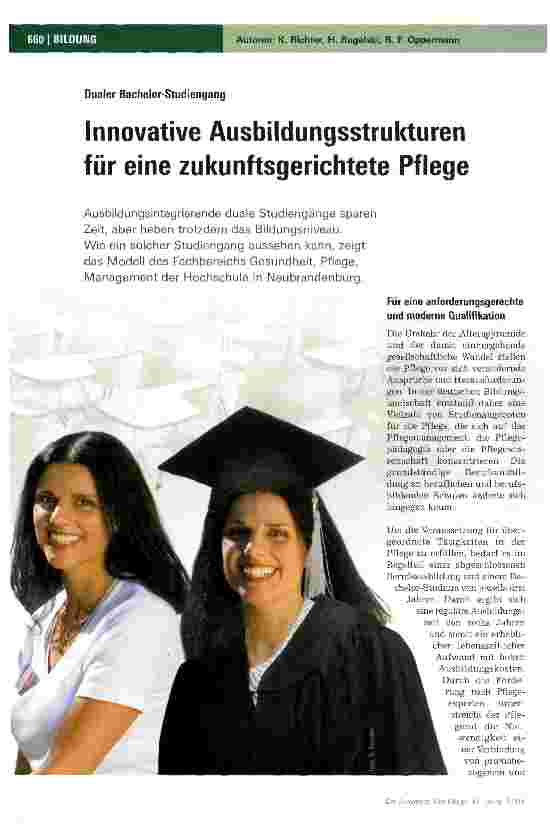 Vorschauseite 1: Dualer Bachelor-Studiengang Innovative Ausbildungsstrukturen für eine zukunftsgerichtete Pflege