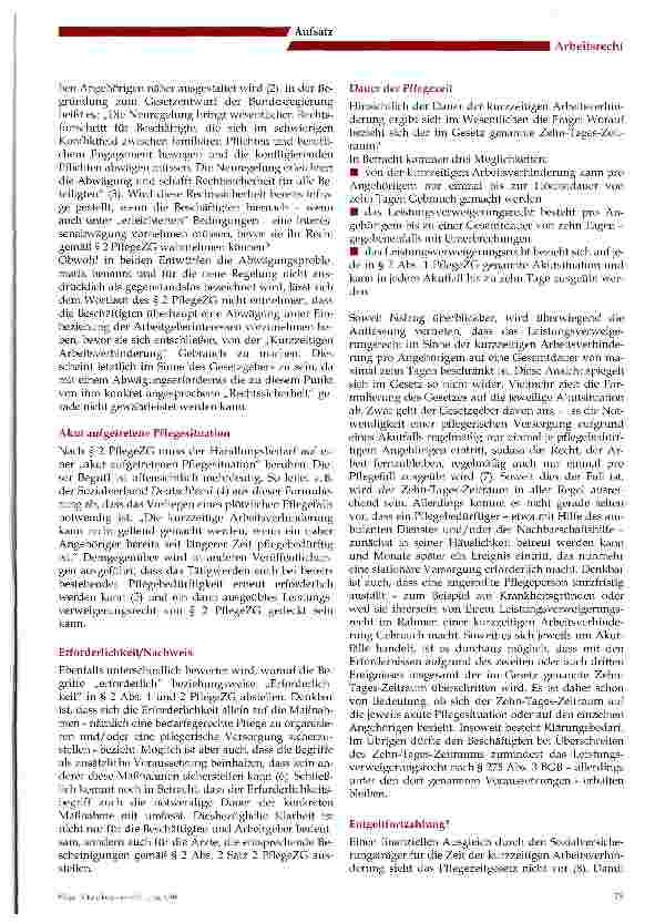 Vorschauseite 2: Die „Kurzzeitige Arbeitsverhinderungdes § 2 Pflegezeitgesetz - Rechtsicherheit für alle Beteiligten?