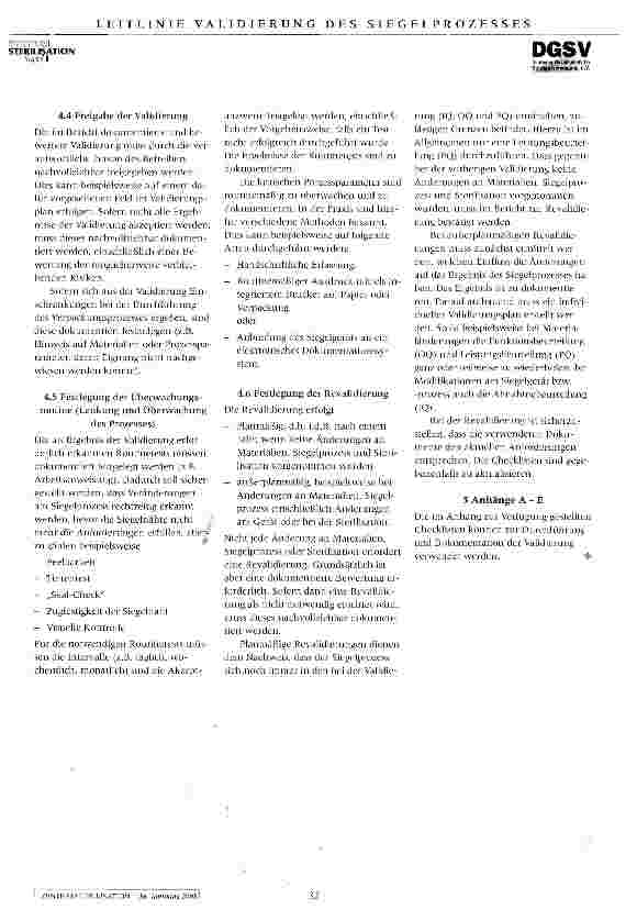 Vorschauseite 4: Leitlinie für die Validierung des Siegelprozesses nach DIN EN ISO 11607-2 Revision 1, Stand Juli 2008