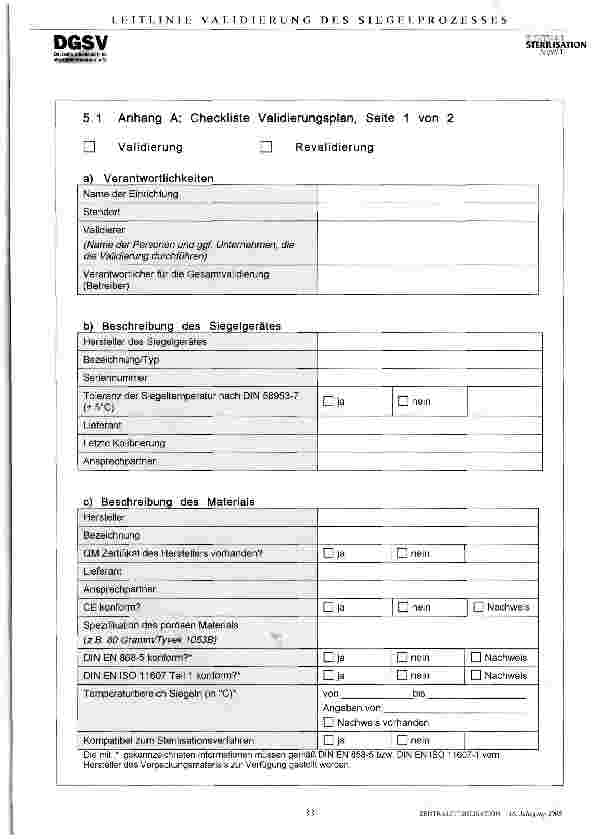 Vorschauseite 5: Leitlinie für die Validierung des Siegelprozesses nach DIN EN ISO 11607-2 Revision 1, Stand Juli 2008