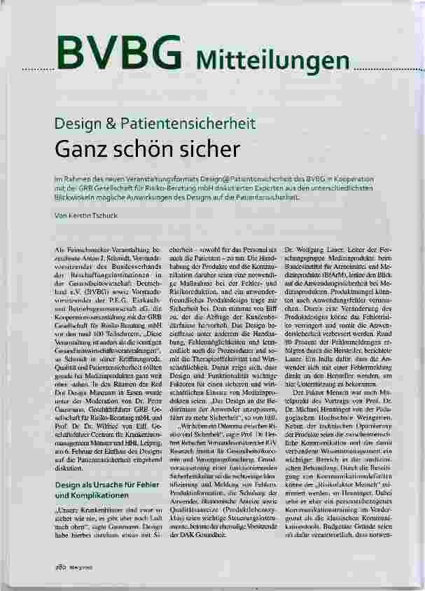 Vorschauseite 1: Design & Patientensicherheit Ganz schön sicher