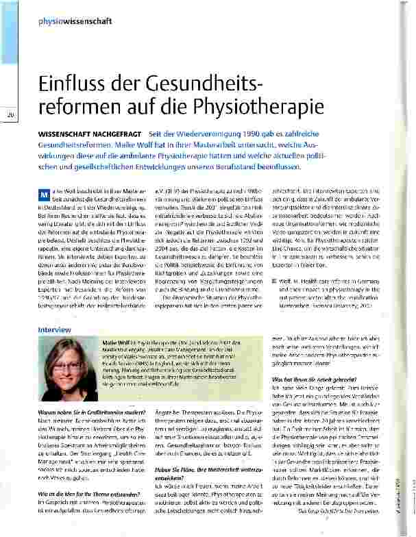 Vorschauseite 1: Einfluss der Gesundheitsreformen auf die Physiotherapie