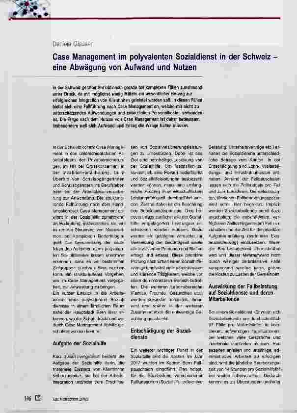Vorschauseite 1: Case Management im polyvalenten Sozialdienst in der Schweiz eine Abwägung von Aufwand und Nutzen