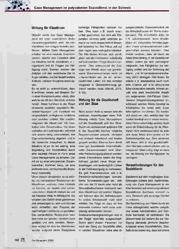 Vorschauseite 3: Case Management im polyvalenten Sozialdienst in der Schweiz eine Abwägung von Aufwand und Nutzen
