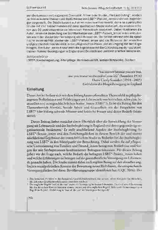 Vorschauseite 2: Erfahrungen von LSBT-Patientinnen am Ende ihres Lebens Die Situation Sterbender in England und Erkenntnisse der Studie „The Last Outing“