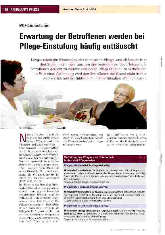 Vorschauseite 1: Erwartung der Betroffenen werden bei Pflege-Einstufung häufig enttäuscht