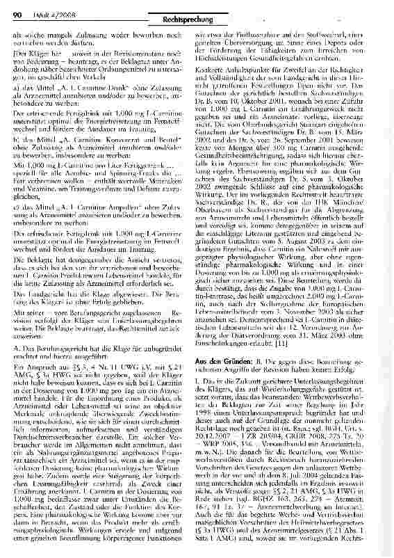 Vorschauseite 2: Produkte mit L-Carnitin II sind Lebensmittel
