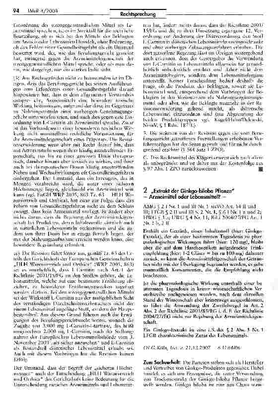 Vorschauseite 6: Produkte mit L-Carnitin II sind Lebensmittel