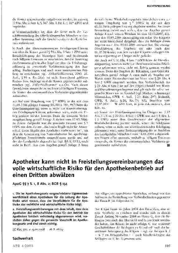 Vorschauseite 3: Preisnachlässe für KrankenhausapothekenUWG § 4 Nr. n i.V.m. HWG § 7 Abs. 1 Nr. 2,1. Halbsatz lit. b