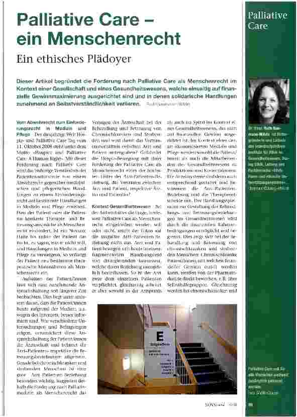 Vorschauseite 1: Palliative Care -ein Menschenrecht Ein ethisches Plädoyer