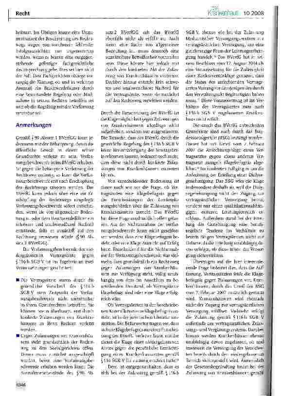 Vorschauseite 2: Verfassungsbeschwerde gegen § 116 b SCB V