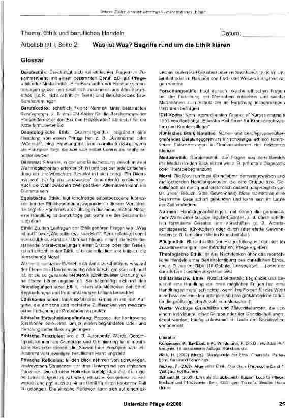 Vorschauseite 3: Arbeitsblätter zum Unterrichtsthema „Ethik