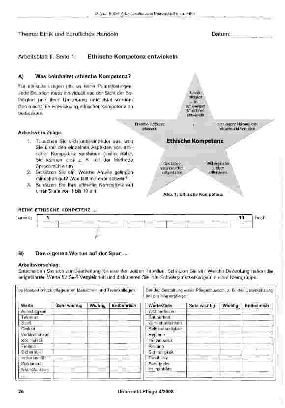 Vorschauseite 4: Arbeitsblätter zum Unterrichtsthema „Ethik