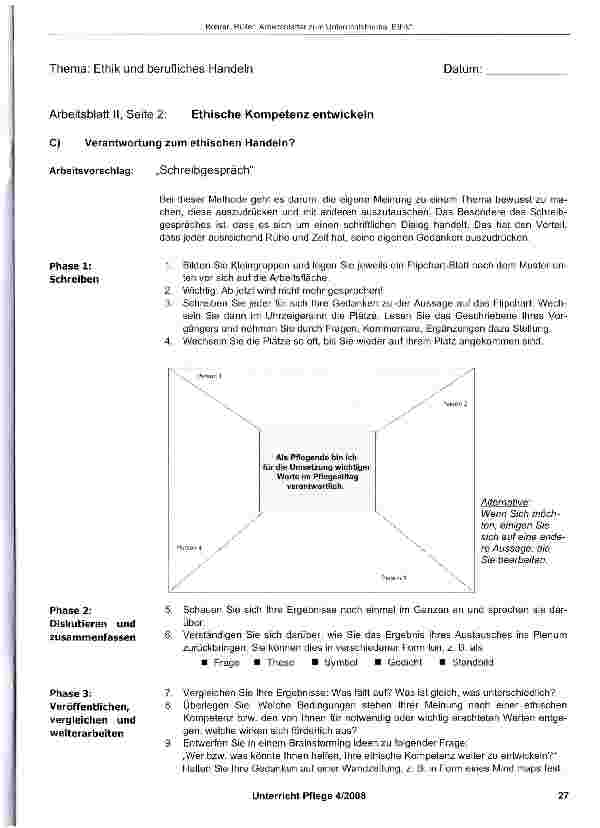 Vorschauseite 5: Arbeitsblätter zum Unterrichtsthema „Ethik