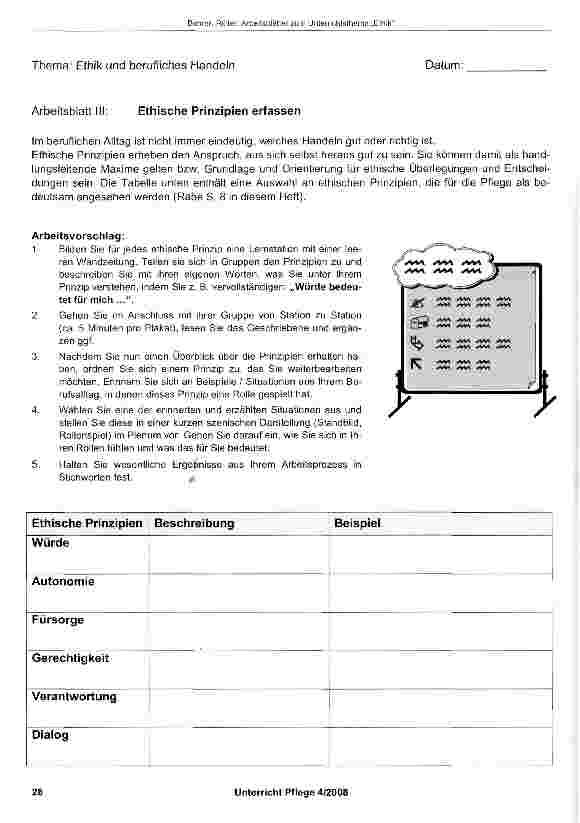 Vorschauseite 6: Arbeitsblätter zum Unterrichtsthema „Ethik