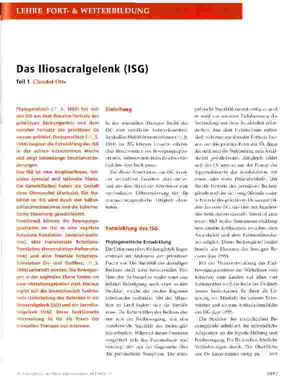 Vorschauseite 1: Das lliosacralgelenk (ISG)Teil 1
