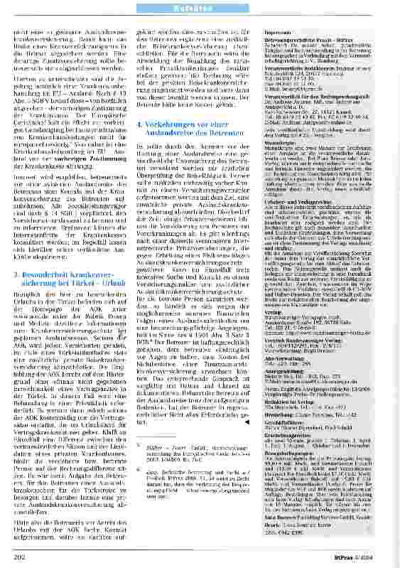 Vorschauseite 2: Krankenversicherung und Auslandsreise