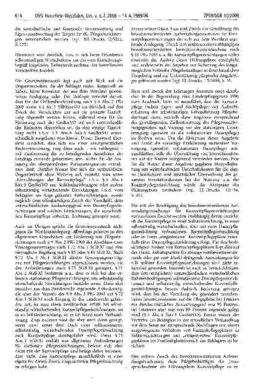 Vorschauseite 5: Aufwendungszuschuss, bewohnerorientierter; Begriff der Kurzzeitpflegeeinrichtung; Durchführung von Kurzzeitpflege