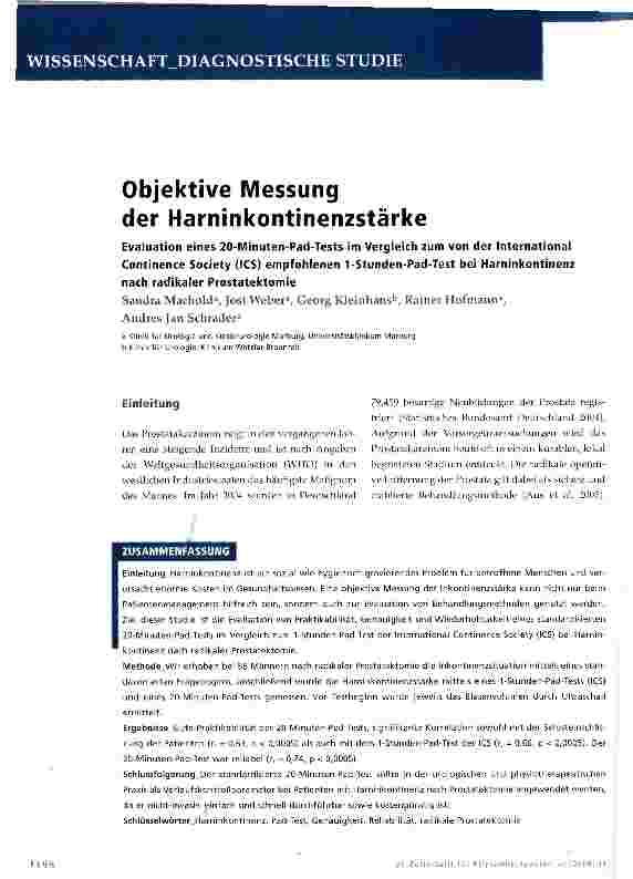 Vorschauseite 1: Objektive Messungder Harninkontinenzstärke