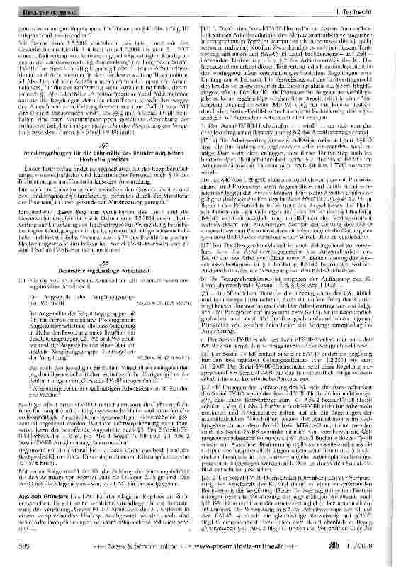 Vorschauseite 2: Tarifliche Arbeitszeitverkürzung für angestellten Hochschulprofessor