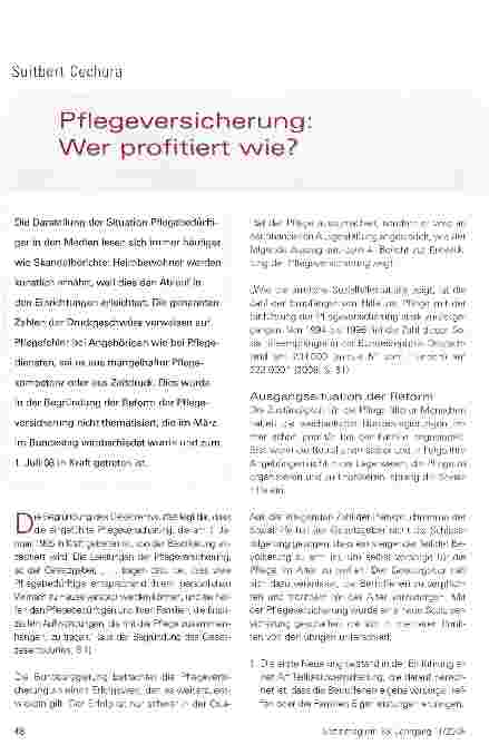 Vorschauseite 1: Pflegeversicherung Wer profitiert wie?