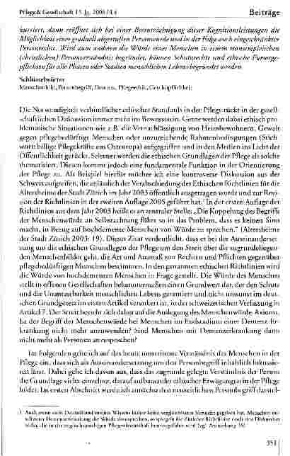 Vorschauseite 2: Eingeschränkte MenschenwürdeUnterschiedliche Menschenbilder in der Pflege und ihre Folgen für Menschen mit Demenzerkrankung
