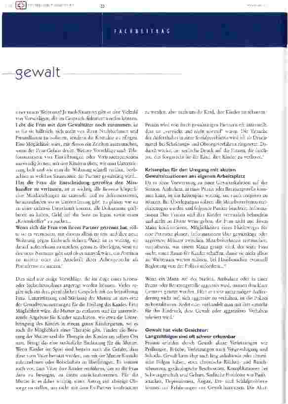 Vorschauseite 3: Gewalt hat gesundheitliche folgen-krankenhausmitarbeiterlnnen und hausärztinnen sind die erste anlaufstelle für betroffene frauen
