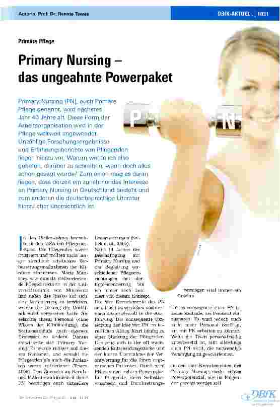 Vorschauseite 1: Primary Nursing -das ungeahnte Powerpaket