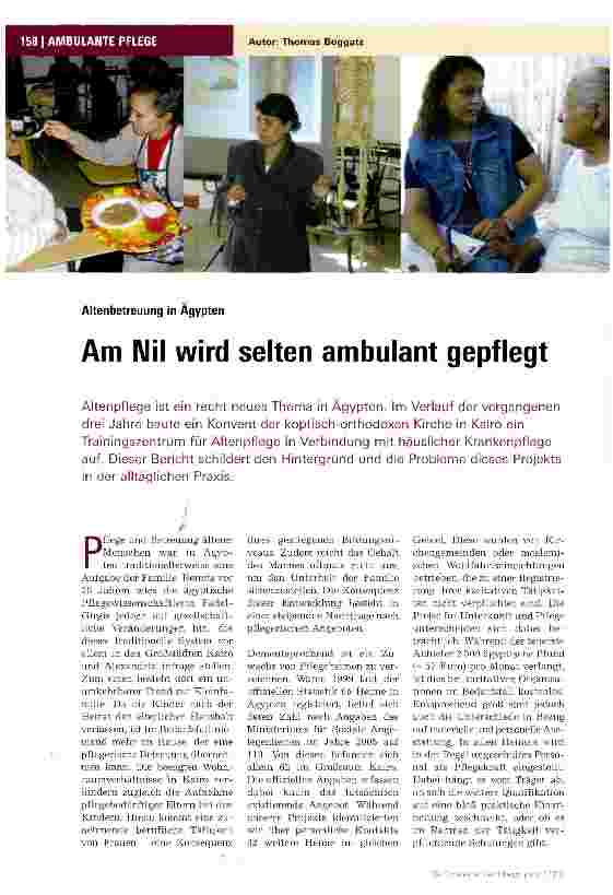 Vorschauseite 1: Am Nil wird selten ambulant gepflegt