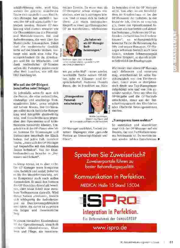 Vorschauseite 2: Dirigent der OP-Säle