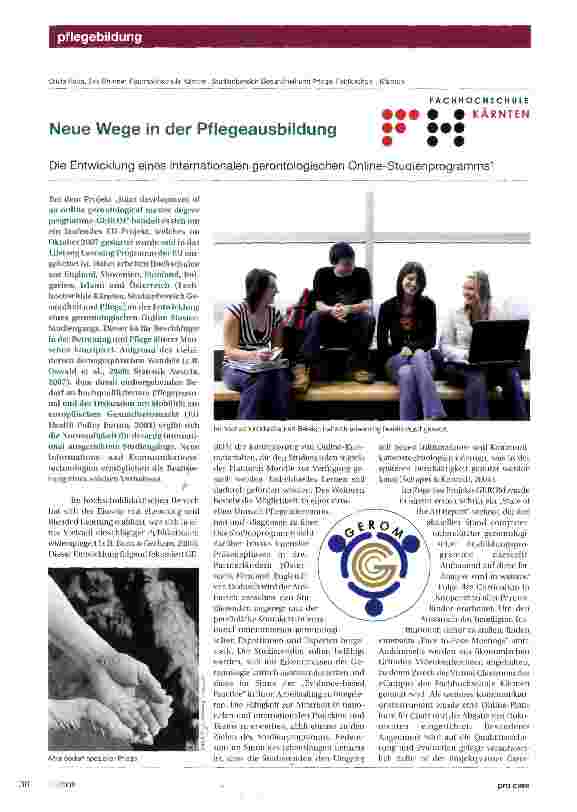 Vorschauseite 1: Neue Wege in der Pflegeausbildung