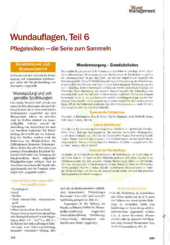 Vorschauseite 1: Wundauflagen, Teil 6Pflegelexikon —die Serie zum Sammeln