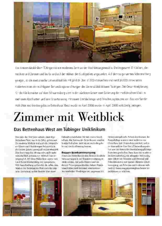 Vorschauseite 1: Zimmer mit WeitblickDas Bettenhaus West am Tübinger Uniklinikum
