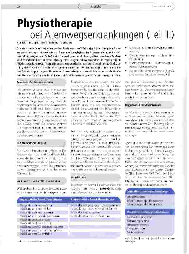 Vorschauseite 1: Physiotherapie bei Atemwegserkrankungen (Teil II)