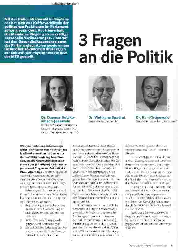 Vorschauseite 1: 3 Fragen an die Politik