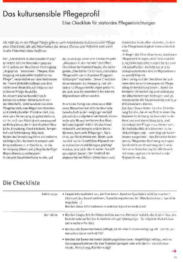 Vorschauseite 1: Das kultursensible PflegeprofiEine Checkliste für stationäre Pflegeeinrichtungen