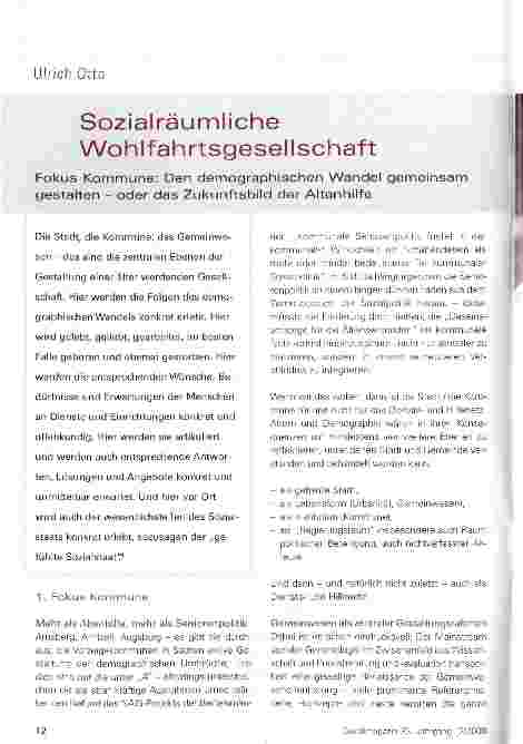 Vorschauseite 1: Sozialräumliche WohlfahrtsgesellschaftFokus Kommune: Den demographischen Wandel gemeinsam gestalten - oder das Zukunftsbild der Aitenhilfe