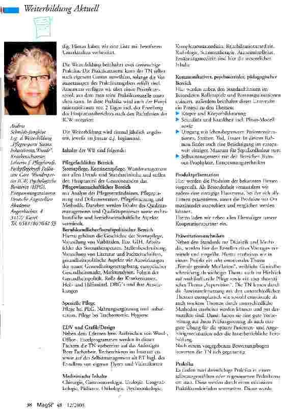 Vorschauseite 2: Die Weiterbildung „Pflegeexperte Stoma, Inkontinenz, Wunde an der DAA Kassel